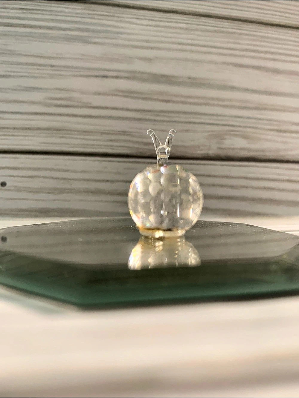Vintage Clear Blown Glass Snail Sculpture